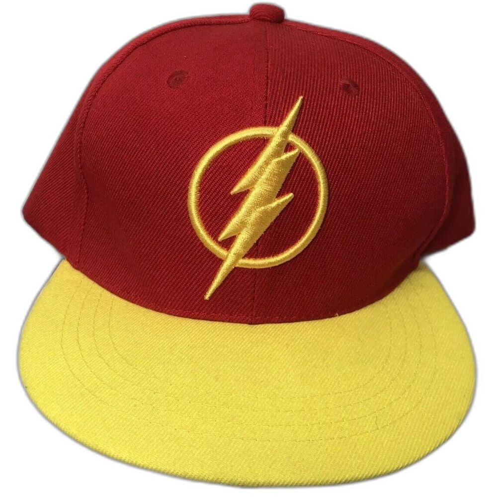 The Flash DC Comics Snapback Hat Red Yellow Lightning Bolt Logo Six Flags Cap